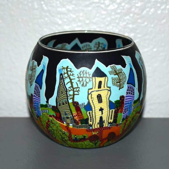 Hellman Versand Polymer Clay Halloween Houses Decorated Tea Light Votive Holder - Picture 4 of 5